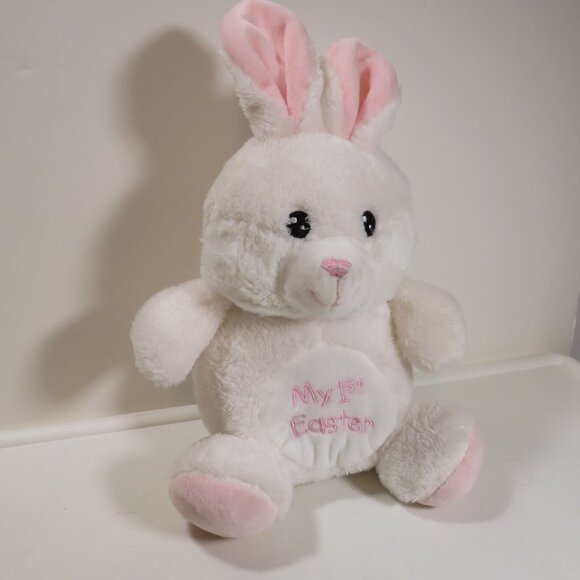 My First Easter white bunny plush rabbit with rattle BABY Girl - Picture 1 of 9